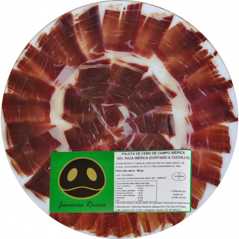 10 sobres paleta de cebo de campo ibérica 50'% raza ibérica Rivera a cuchillo