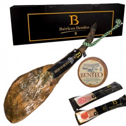 Lote Jamón de bellota Ibérico 100% ibérico Premium Benito + caja regalo