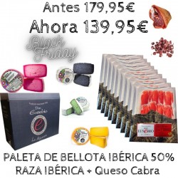 Paletilla de bellota Ibérica 50% raza Ibérica Salamanca Loncheada + Queso Cabra Colour