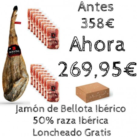 Jamón de Bellota Ibérico 50% raza ibérica Cortado a máquina