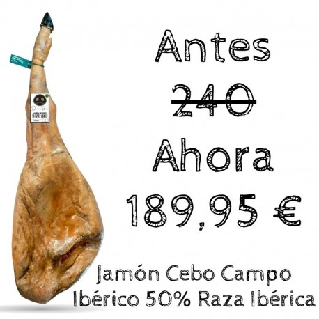 Jamón de Cebo de Campo Ibérico 50% raza Ibérica Rivera