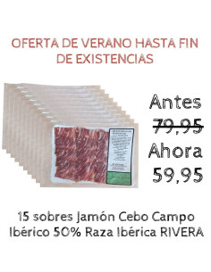 Jamón de Cebo de Campo Ibérico 50% raza Ibérica Oferta Pata Negra Rivera en 50grs