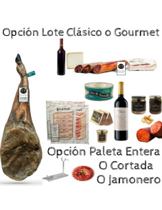 Cesta de navidad Ibérica Rivera Paleta ibérica Cebo de campo con queso y embutidos.