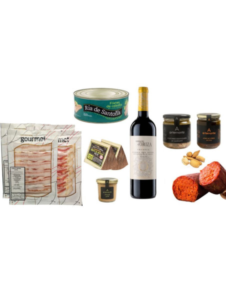 Cesta de navidad Ibérica Rivera Paleta ibérica Bellota 50% Ibérica con queso y embutidos.