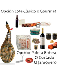 Cesta de navidad Ibérica Rivera Paleta ibérica Bellota 50% Ibérica con queso y embutidos.