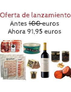 Cesta de navidad Ibérica Gourmet Rivera con queso, embutidos, paleta ibérica.