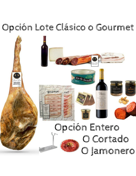 Cesta de navidad Ibérica Rivera Jamón Duroc con queso y embutidos.