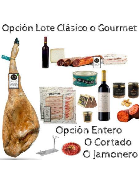 Cesta de navidad Ibérica Rivera Jamón de cebo de campo ibérico 50% raza Ibérica con queso y embutidos.