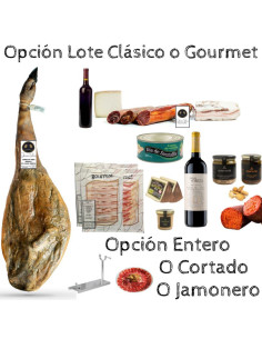 Cesta de navidad Ibérica Rivera Jamón de cebo ibérico 50% raza Ibérica con queso y embutidos.