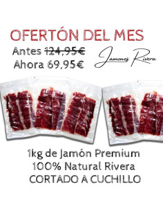 Oferta 1kg de Jamón PREMIUM RIVERA 100% Natural loncheado