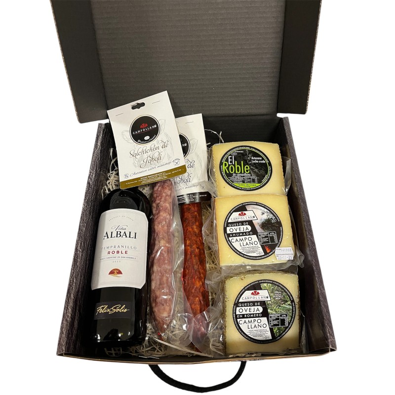 Cesta Navidad  Nº 3 Campollano Quesos, Embutidos de caza y Vino Tinto