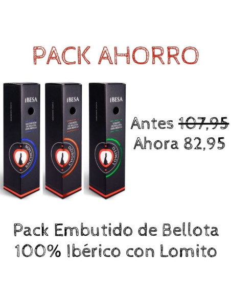 El mejor pack de embutidos de bellota 100% ibéricos de la sierra de Córdoba, secados al natural, en oferta.